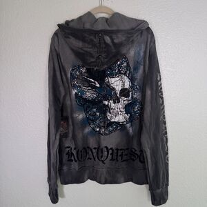 Konquest Closet Jacket Mens Large Skull Dragon Studded Y2K Grunge Streetwear NEW